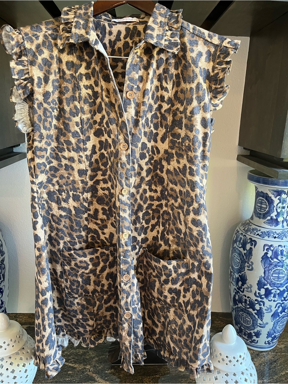 Olivaceous Leopard Print Mini Dress in Brown and Black, Medium